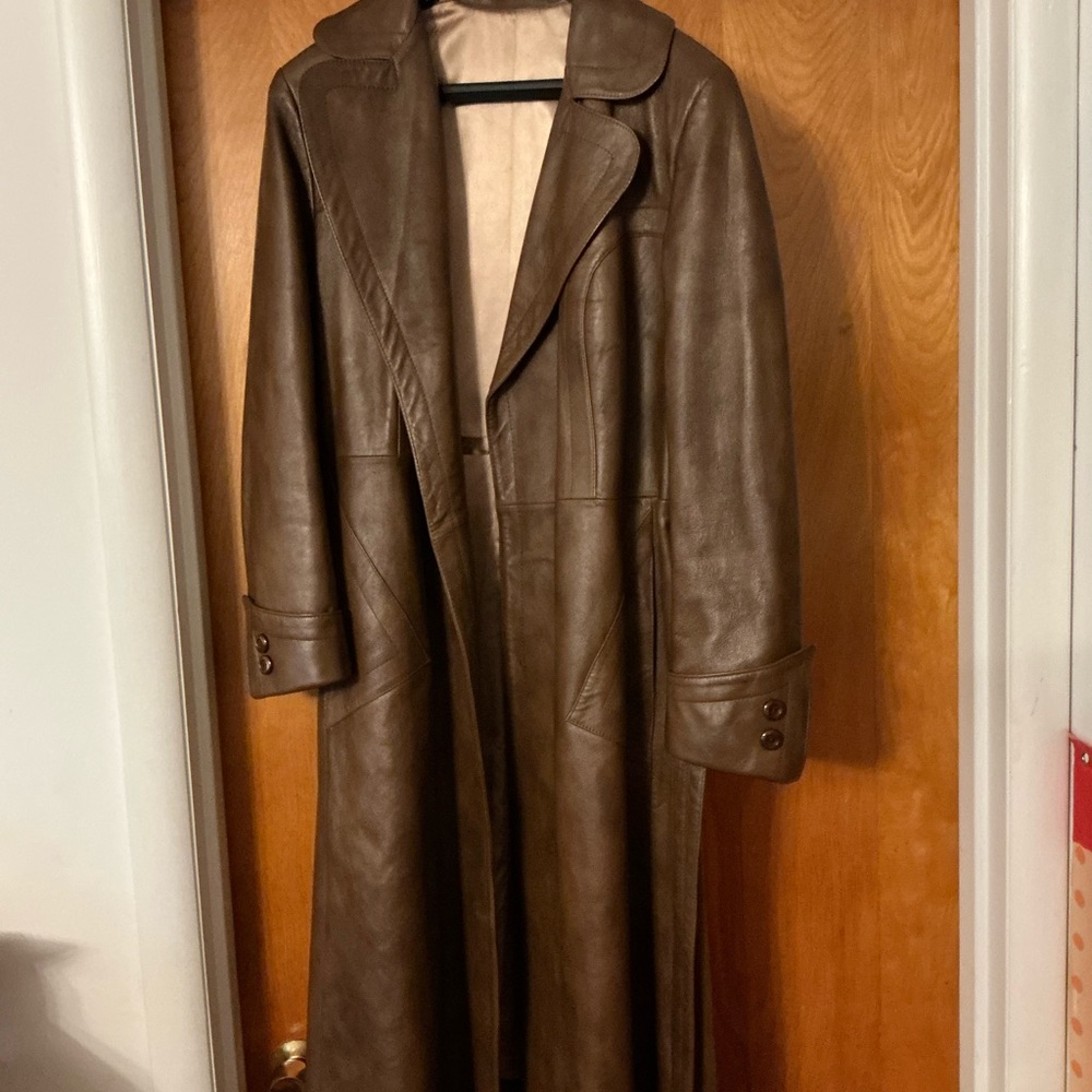 Women’s Brown Leather Trench Coat